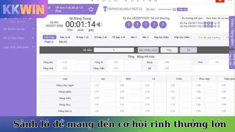 Sảnh lô đề mang đến cơ hội rinh thưởng lớn